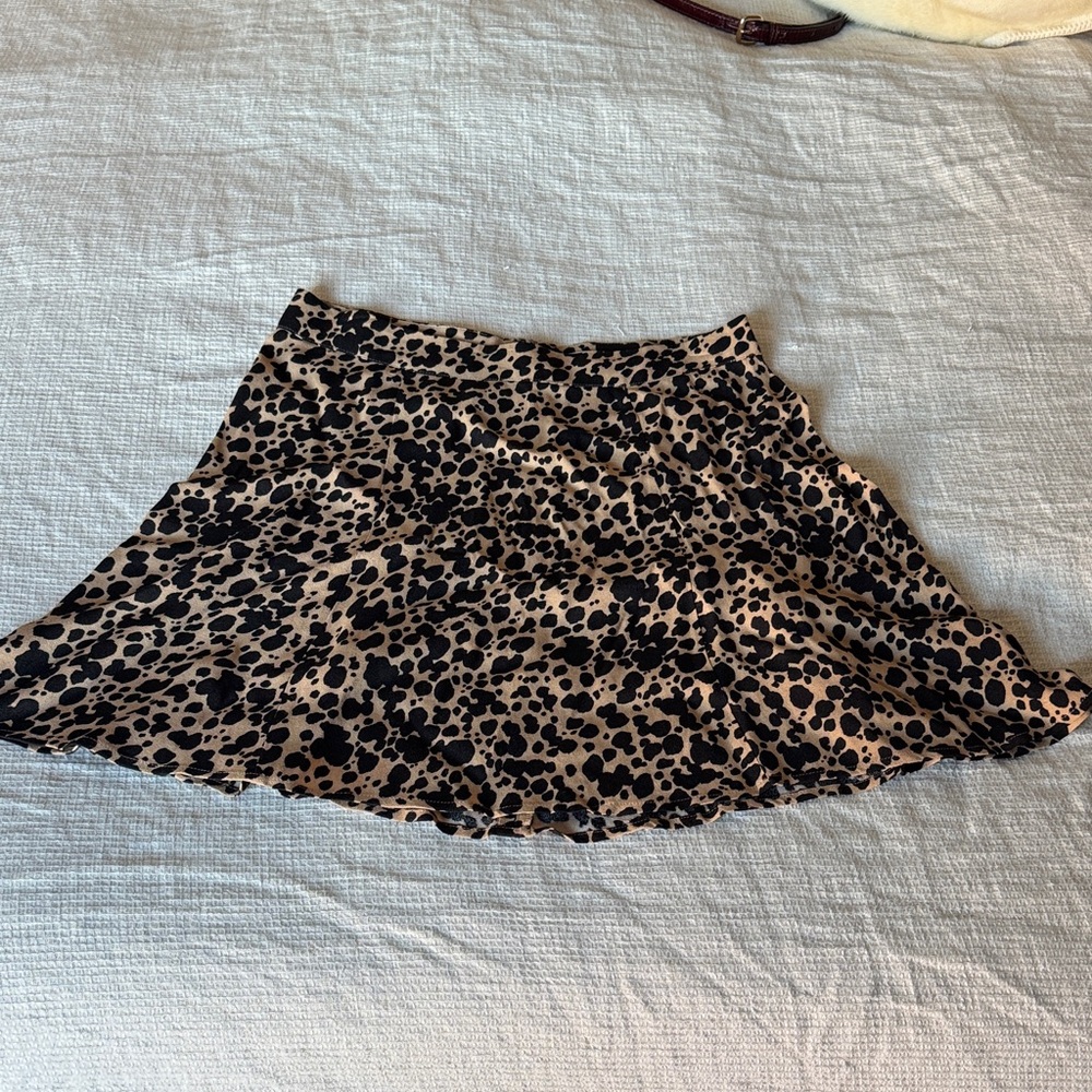 Reformation Black and Tan Skater Skirt